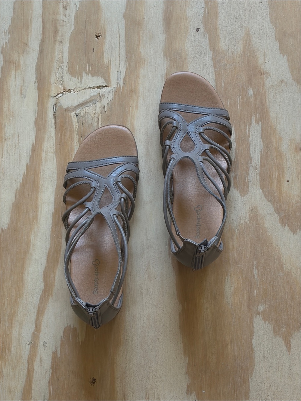 BareTraps Women's Strappy Sandals in Taupe Gray
